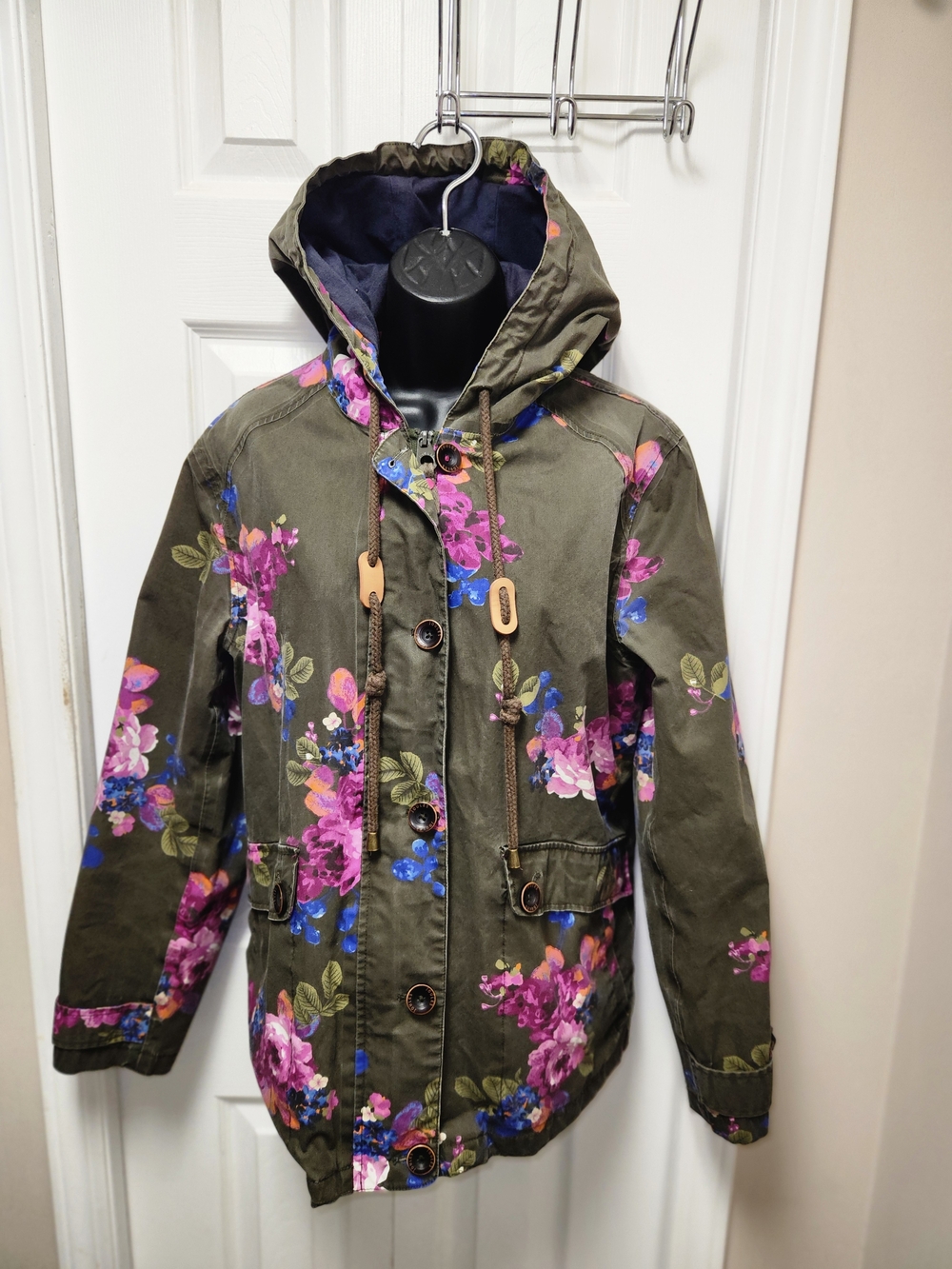 Floral Hooded Jacket - Olive Green